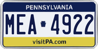 PA license plate MEA4922