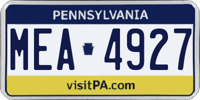 PA license plate MEA4927