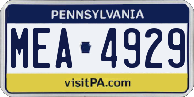 PA license plate MEA4929