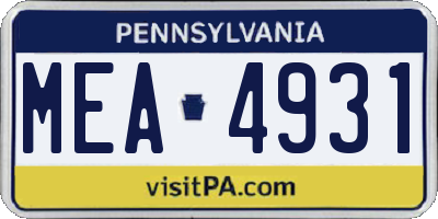 PA license plate MEA4931