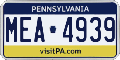PA license plate MEA4939