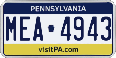 PA license plate MEA4943