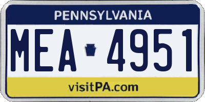 PA license plate MEA4951