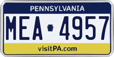 PA license plate MEA4957