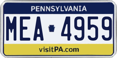 PA license plate MEA4959