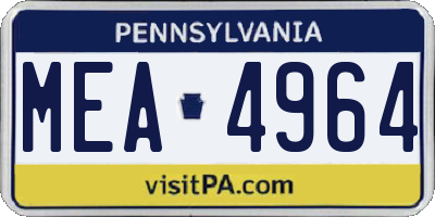 PA license plate MEA4964
