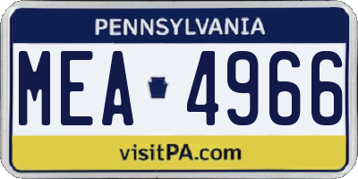 PA license plate MEA4966