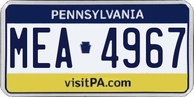 PA license plate MEA4967