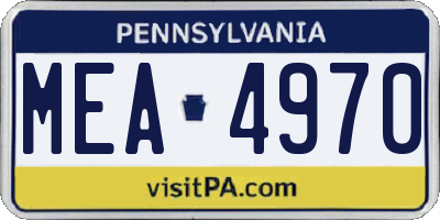 PA license plate MEA4970