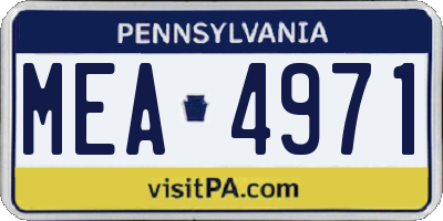PA license plate MEA4971