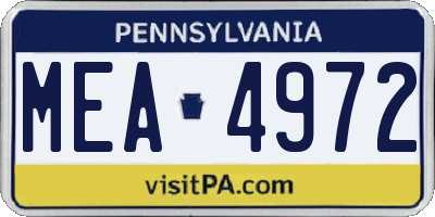 PA license plate MEA4972
