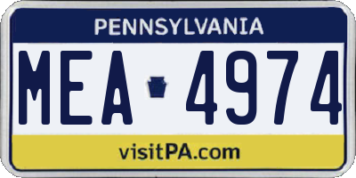 PA license plate MEA4974