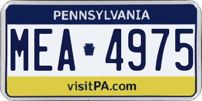 PA license plate MEA4975