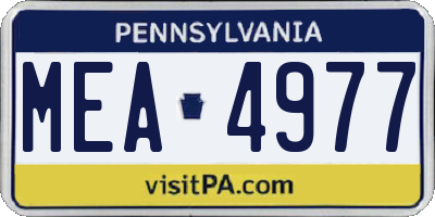 PA license plate MEA4977