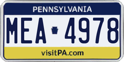 PA license plate MEA4978