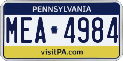 PA license plate MEA4984