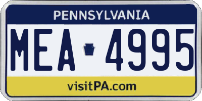 PA license plate MEA4995