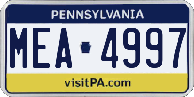 PA license plate MEA4997