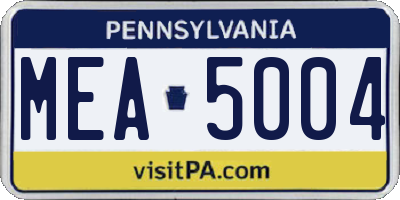 PA license plate MEA5004