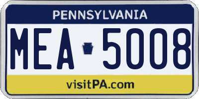 PA license plate MEA5008