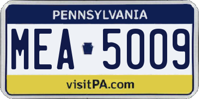 PA license plate MEA5009