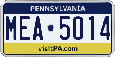 PA license plate MEA5014