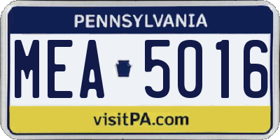 PA license plate MEA5016