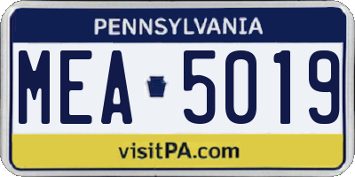 PA license plate MEA5019