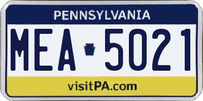 PA license plate MEA5021