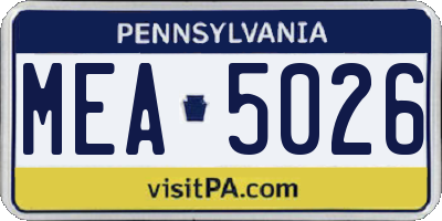 PA license plate MEA5026