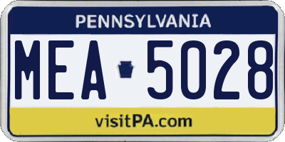 PA license plate MEA5028