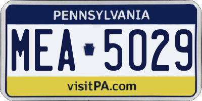 PA license plate MEA5029
