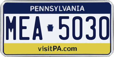 PA license plate MEA5030