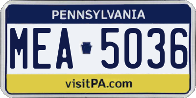 PA license plate MEA5036
