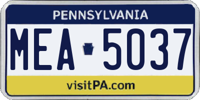 PA license plate MEA5037