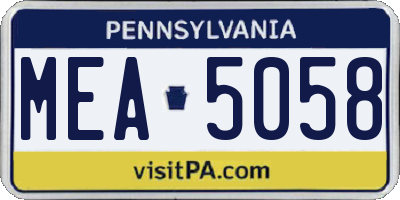 PA license plate MEA5058