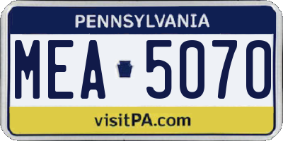 PA license plate MEA5070