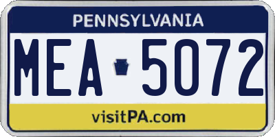 PA license plate MEA5072
