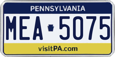 PA license plate MEA5075