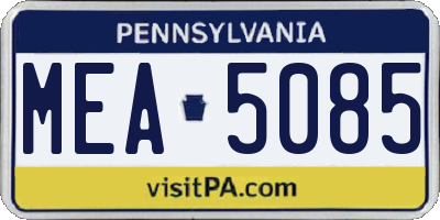 PA license plate MEA5085