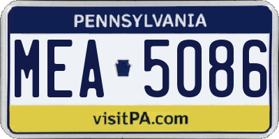 PA license plate MEA5086