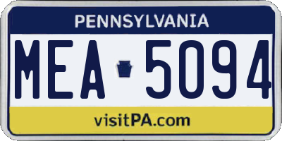 PA license plate MEA5094