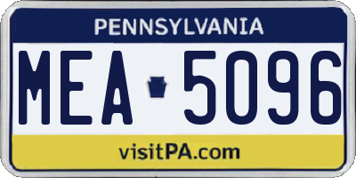 PA license plate MEA5096