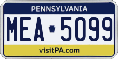 PA license plate MEA5099
