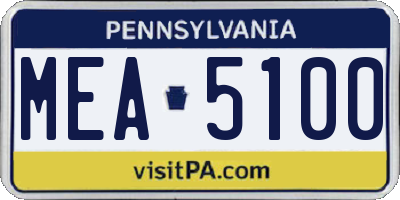 PA license plate MEA5100