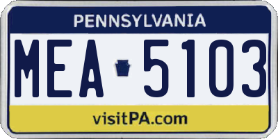 PA license plate MEA5103