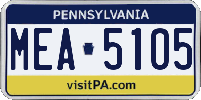 PA license plate MEA5105