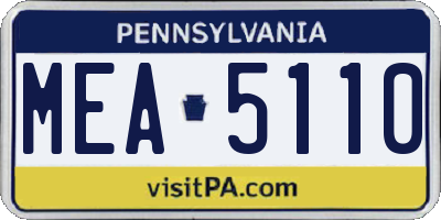 PA license plate MEA5110