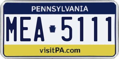 PA license plate MEA5111