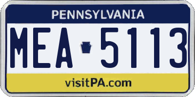 PA license plate MEA5113